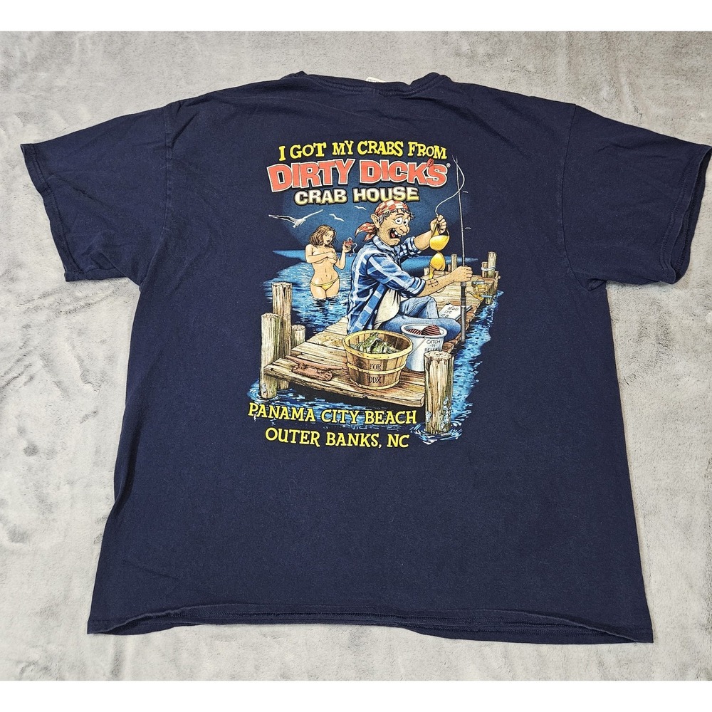 Dirty Dicks Crab House Outer Banks NC Gray Graphic T-Shirt Men's XL
